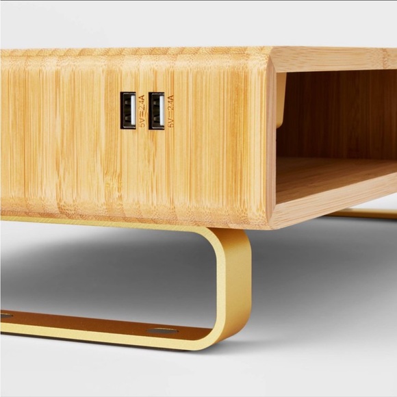 Threshold Brown Monitor Riser- Wireless & USB Charging - Picture 5 of 5